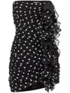 Nina Ricci Knee Length Strapless Dress With Ruffled Detailing In Black/cream
