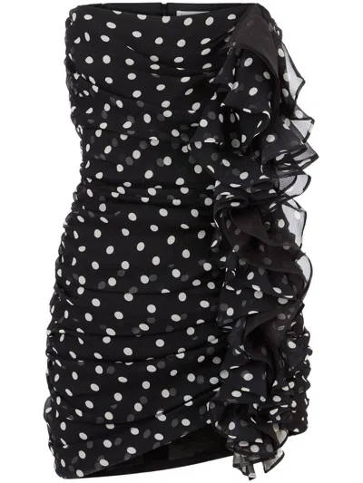 Nina Ricci Knee Length Strapless Dress With Ruffled Detailing In Multicolour