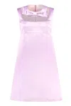 Nina Ricci Bow-detail Satin-finish Minidress In Purple