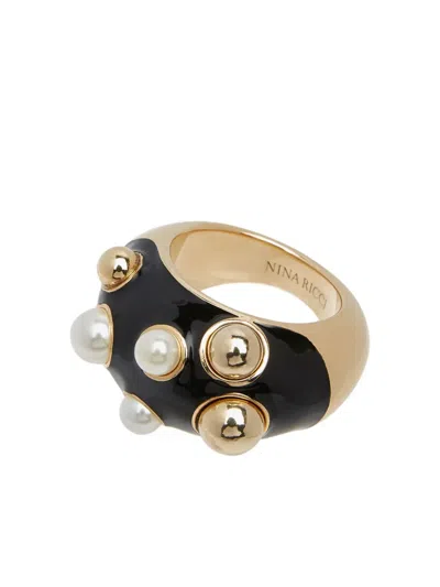 Nina Ricci Drops Of Light Embellished Ring In Gold