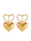 Nina Ricci Double Heart Brass Earrings In U Gold Vibrato