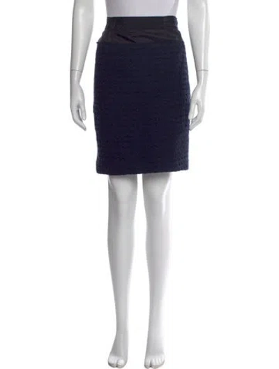 Pre-owned Nina Ricci Embroidered Accent Knee-length Skirt In Blue