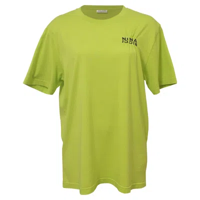Nina Ricci Embroidered Crewneck Shirt In Lime Green Cotton