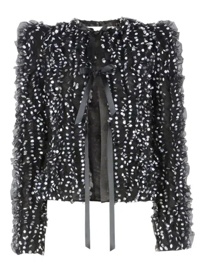 Nina Ricci Embroidered Polka Dot Jacket In Black