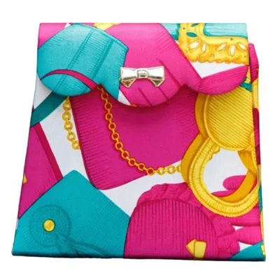 Pre-owned Nina Ricci Evening Bag In Printed Satin, Circa 1985-1990s In Pink
