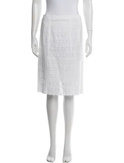 Pre-owned Nina Ricci Eyelet Midi Length Skirt In Neutral