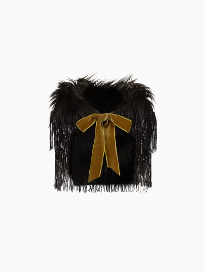 Nina Ricci Faux Fur And Sequin Stole Tu In Black