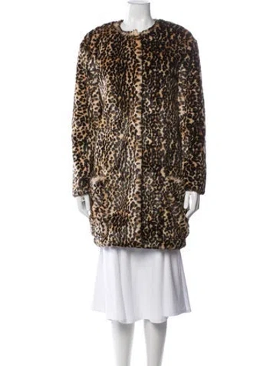 Pre-owned Nina Ricci Faux Fur Animal Print Faux Fur Coat In Neutrals