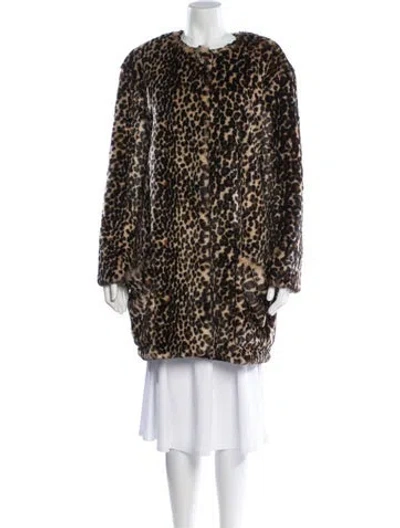 Pre-owned Nina Ricci Faux Fur Animal Print Faux Fur Jacket In Neutral