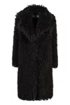 Nina Ricci Faux-fur Oversized Coat In Black