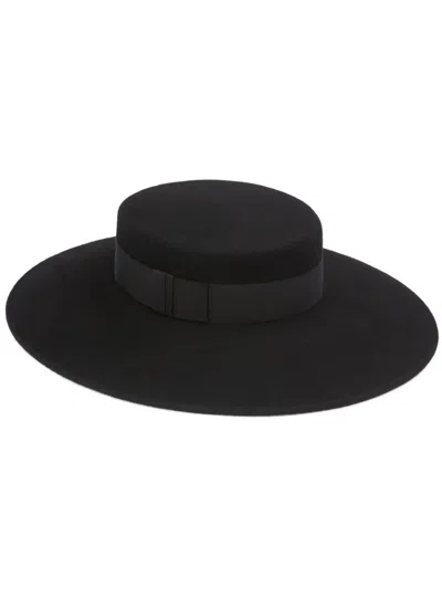 Nina Ricci Felted Wool Canotier Hat In Black