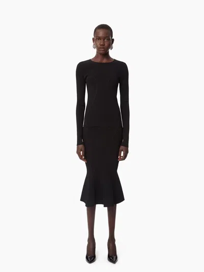 Nina Ricci Fitted Long Sleeve Top Xxl In Black