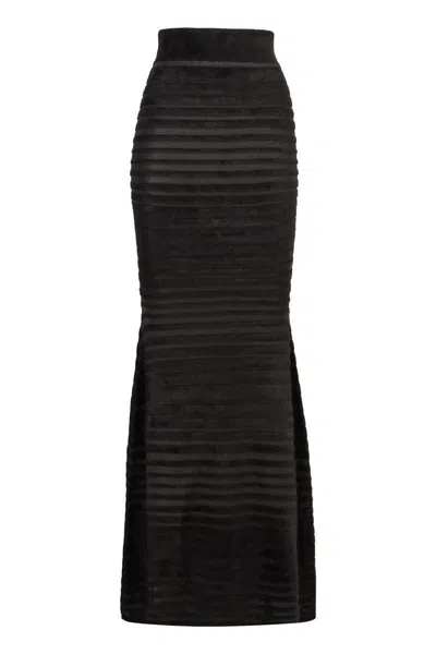 Nina Ricci Flared Knit Skirt In Black