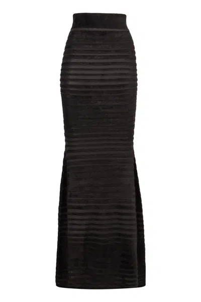Nina Ricci Tonal Stripe Mermaid Skirt In Black