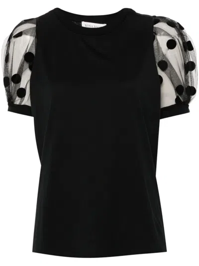 Nina Ricci Flocked-detail T-shirt In Black