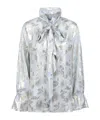 Nina Ricci Floral-embellished Cut-out Blouse In Blue