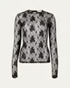 Nina Ricci Floral Lace Backless Top In U9000 Black