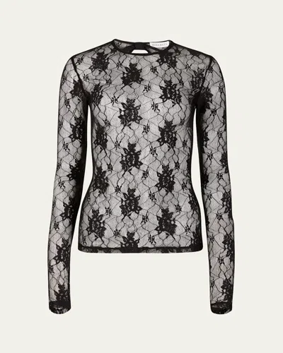 Nina Ricci Floral-lace Open-back Top In Black