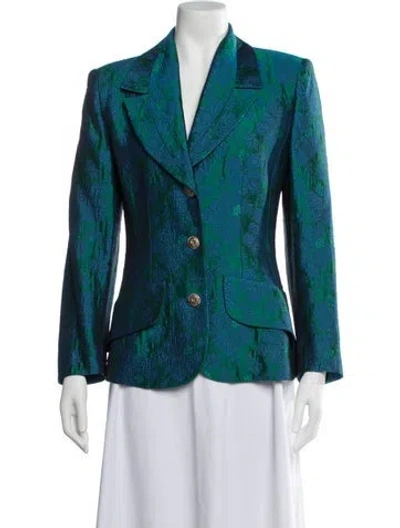 Pre-owned Nina Ricci Floral Print Blazer In Blue/green