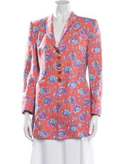 Pre-owned Nina Ricci Floral Print Blazer In Orange