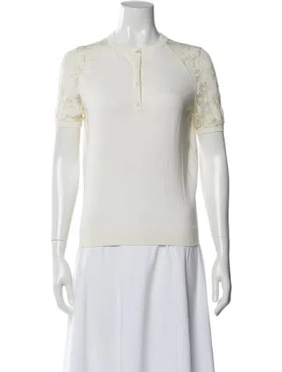 Pre-owned Nina Ricci Floral Print Crew Neck Top In Neutral