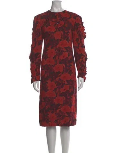 Pre-owned Nina Ricci Floral Print Midi Length Dress In Red