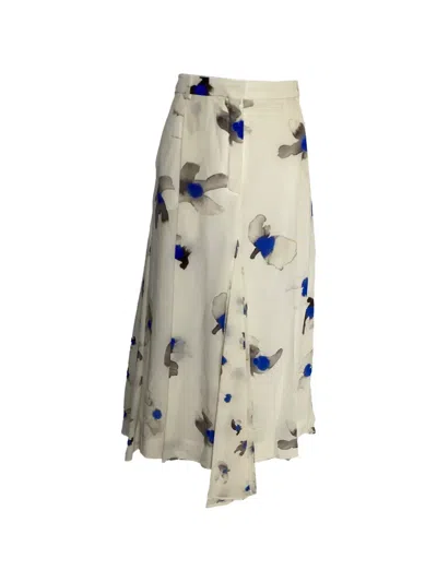 Pre-owned Nina Ricci Floral-print Midi Skirt In Neutral