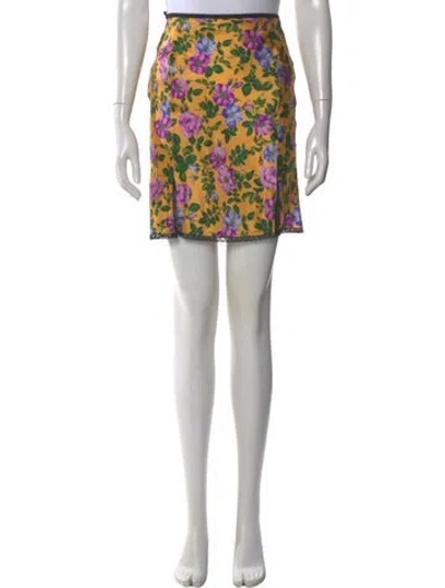 Pre-owned Nina Ricci Floral Print Mini Skirt In Yellow