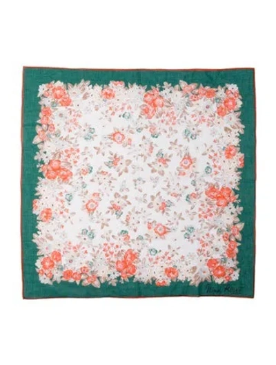 Pre-owned Nina Ricci Floral Print Scarf In Blue