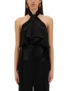 Nina Ricci "flowing" Top With Bow In Black