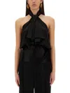 Nina Ricci "flowing" Top With Bow In Black