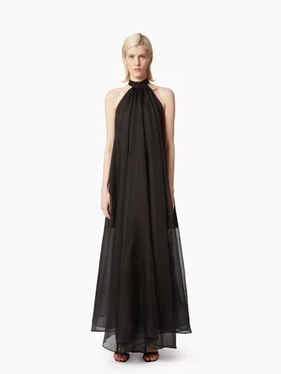 Nina Ricci Fluid Halterneck Transparent Dress In Black
