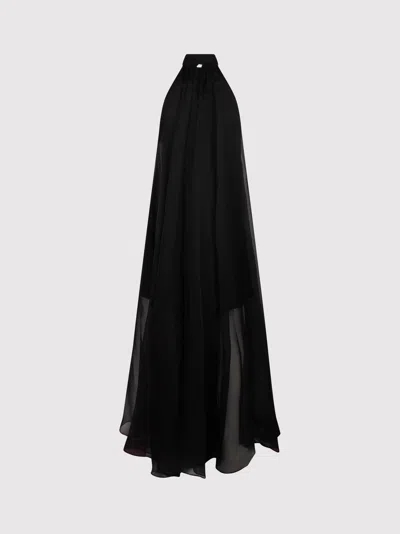 Nina Ricci Fluid Sheer Dress With American Neckline In Black