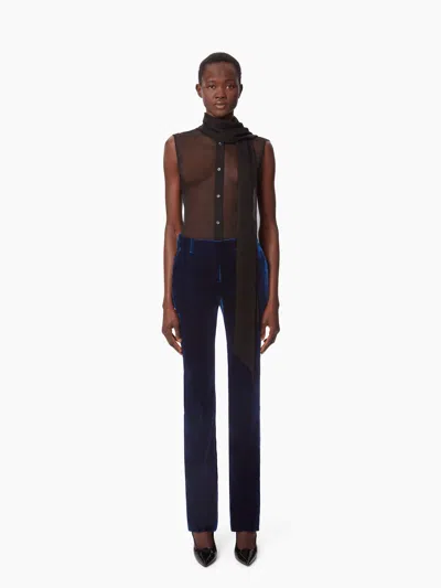 Nina Ricci Fluid Velvet Straight Pants In Blue