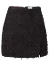 Nina Ricci Frayed Tweed Mini Skirt In Black