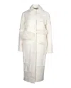 Nina Ricci Fringe Paneled Long Coat In Ecru Wool In White