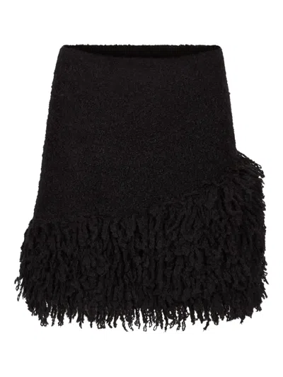 Nina Ricci Fringed Mini Skirt In Black