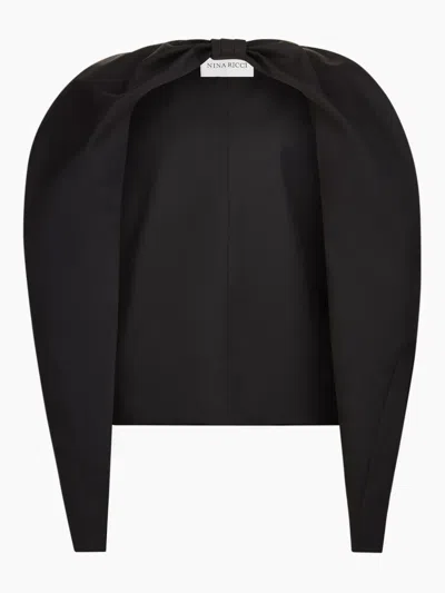 Nina Ricci Gabardine Cape In Black