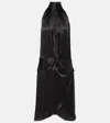 Nina Ricci Gathered Halterneck Satin Minidress In Black