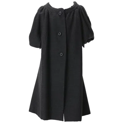 Pre-owned Nina Ricci Grey Wool Knit Cocoon Coat, C.1970s In Gray