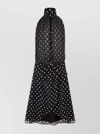 Nina Ricci Halter Neck Polka Dot Midi Dress In I P D Black And Cream