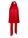 Nina Ricci Halterneck Fringe Top In Red
