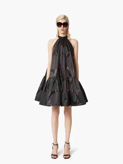 Nina Ricci Halterneck Mini Dress With Peplum In Black