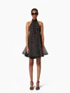 Nina Ricci Peplum-hem Halterneck Mini Dress In Black