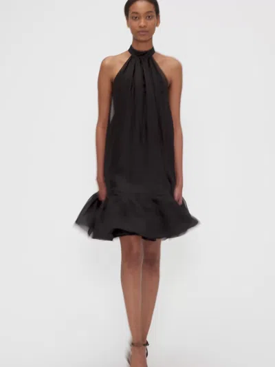 Nina Ricci Halterneck Mini Dress With Peplum In Black