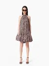 Nina Ricci Halterneck Mini Dress With Peplum In Pink