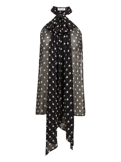 Nina Ricci Halterneck Polka-dot Top In Black