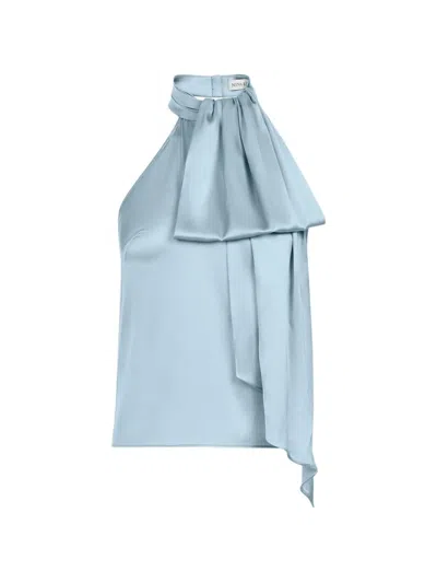 Nina Ricci 홀터넥 새틴 탑 In Blue