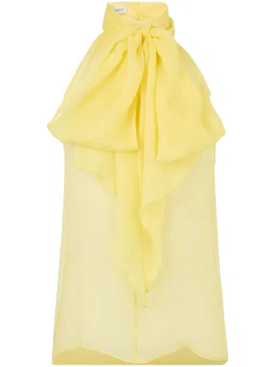 Nina Ricci Halterneck Silk Blouse In Yellow