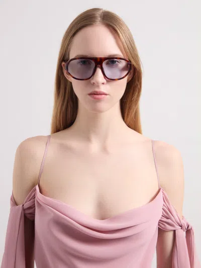 Nina Ricci Havana Oversized Aviator Sunglasses Tu